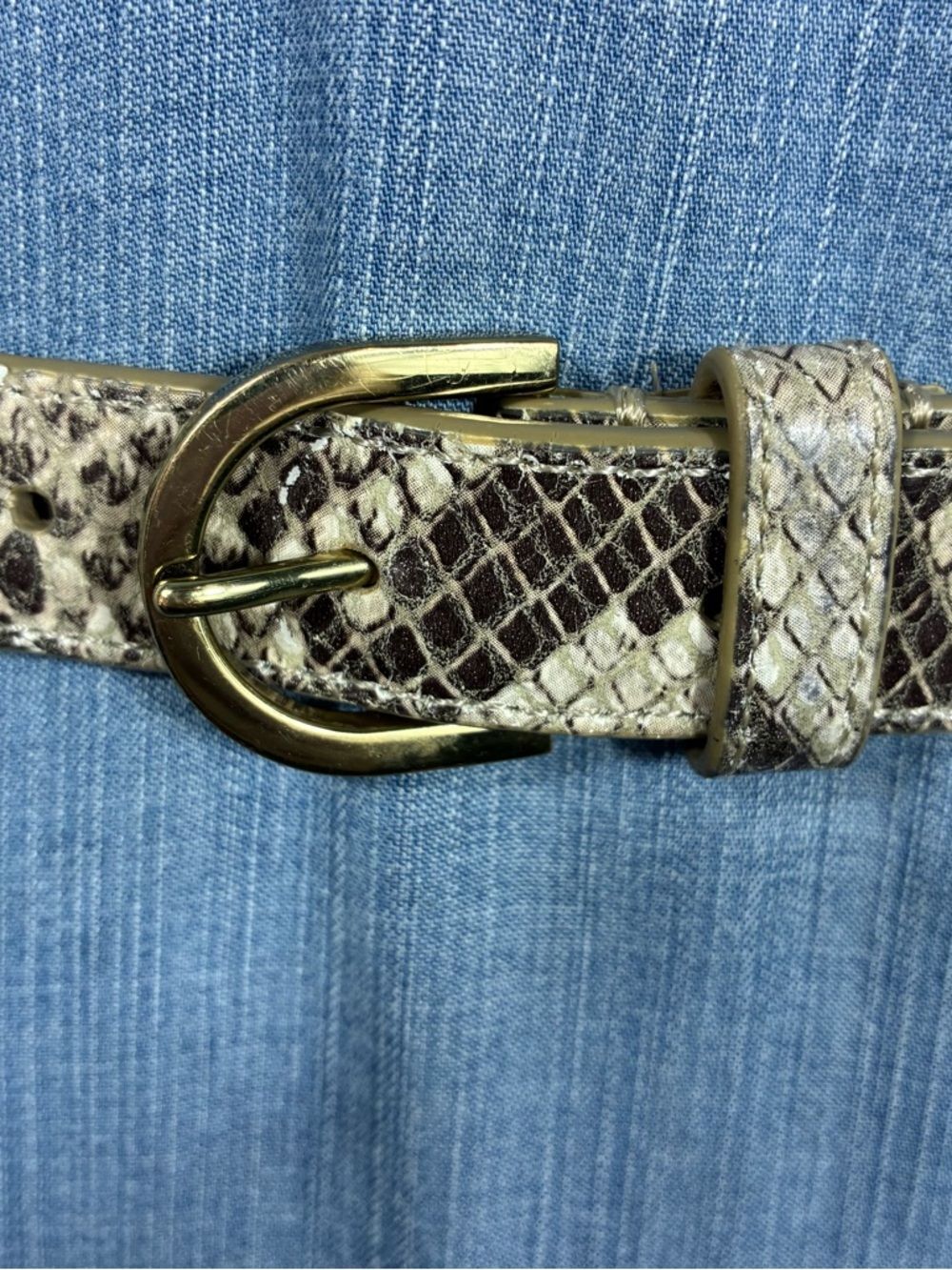 Talbots womenβs belt Sz S Leather snake print